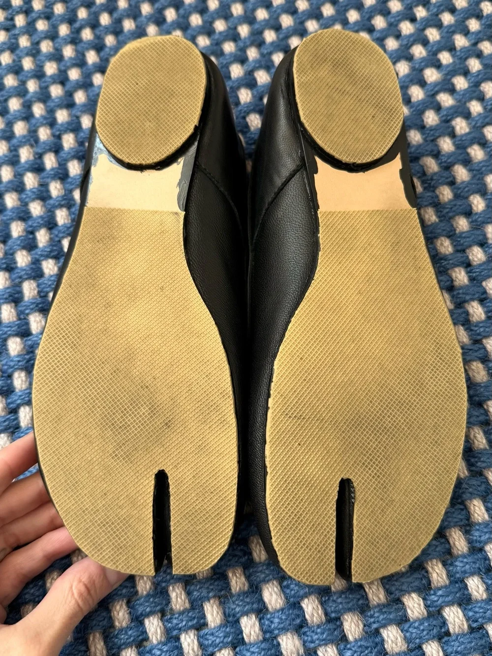 Black Split-Toe Tabi Leather Ballet Flats - Unbranded size 6
